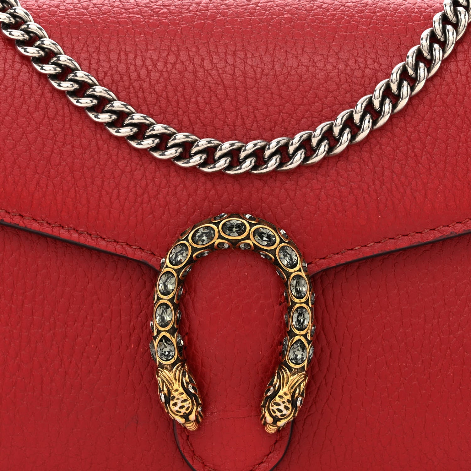 Gucci Calfskin Mini Dionysus Chain Wallet Hibiscus Red 9 of 17