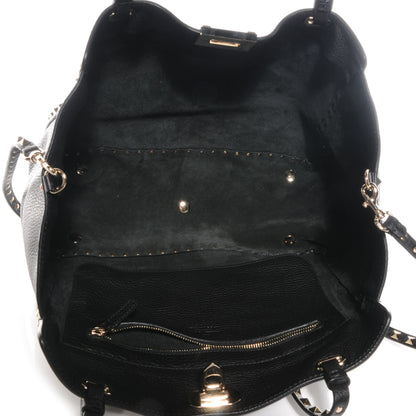 Valentino Garavani Pebbled Calfskin Medium Rockstud Tote Black 5 of 11