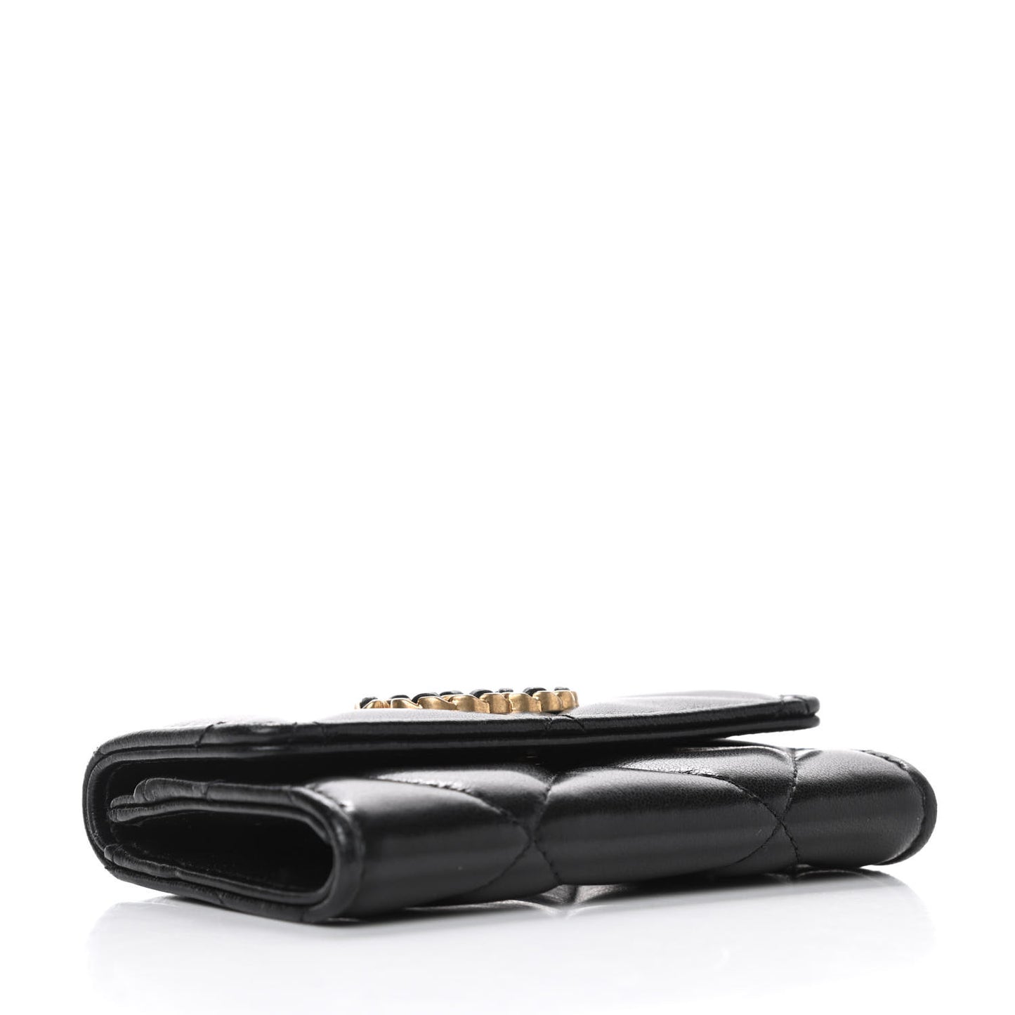 Lambskin Quilted Chanel 19 Flap Card Holder Black