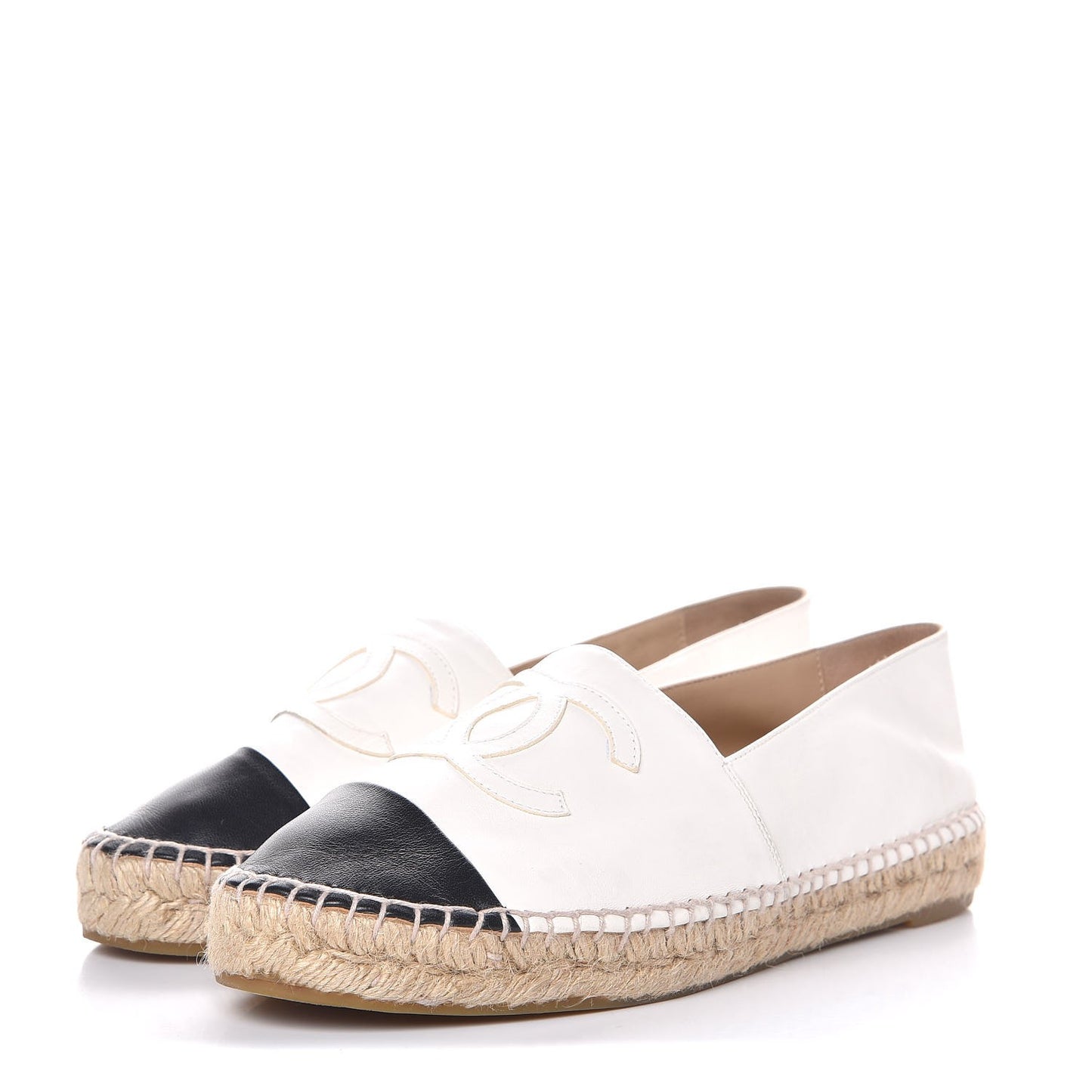 Lambskin CC Espadrilles 40 White Black