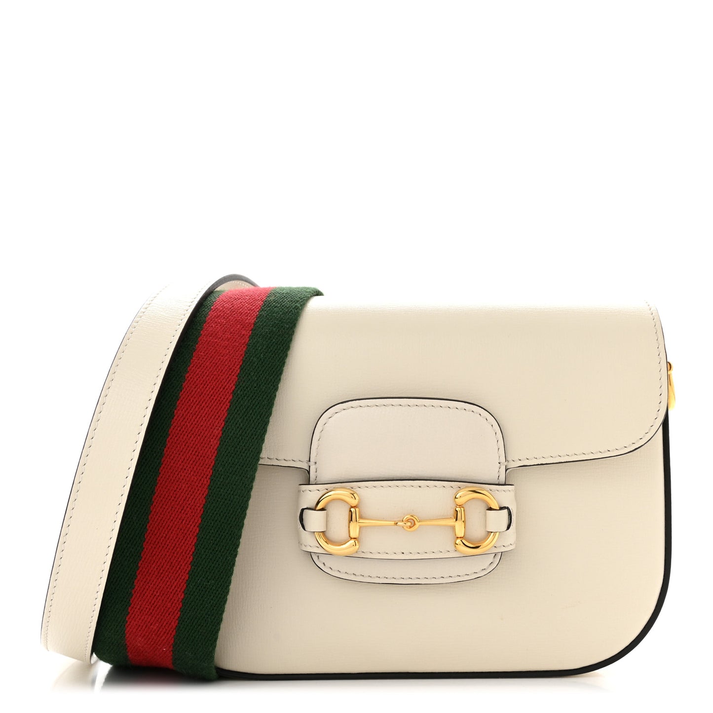 Azalea Calfskin Web Mini Horsebit 1955 Shoulder Bag Mystic White