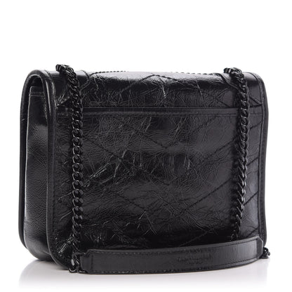 Saint Laurent Crinkled Calfskin Matelasse Monogram Niki Chain Wallet Black 3 of 9