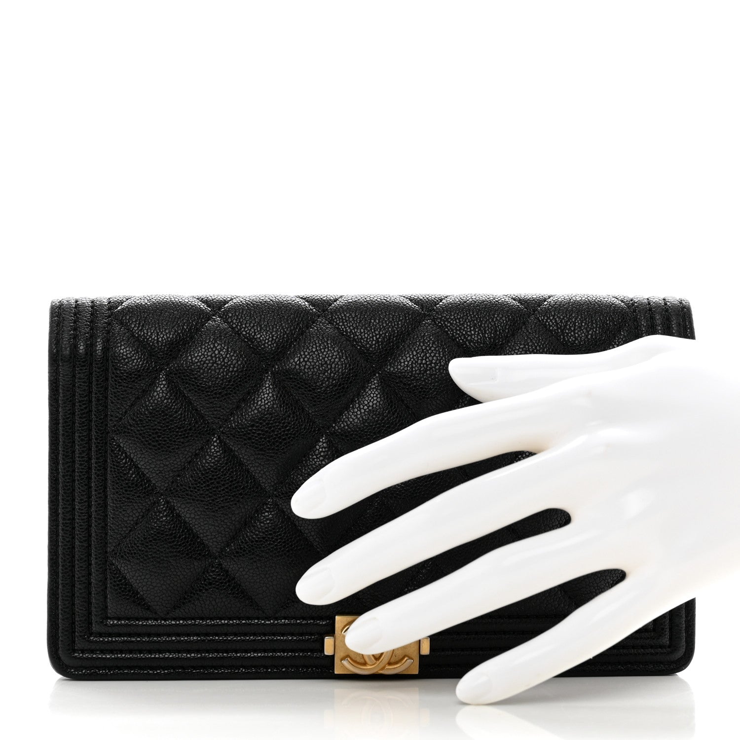 Chanel Caviar Quilted Boy Yen Wallet Black 2 of 9