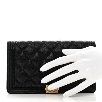 Chanel Caviar Quilted Boy Yen Wallet Black 2 of 9
