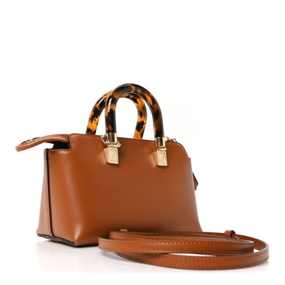 Fendi Vitello King Plexiglass Logo Embossed Mini By The Way Top Handle Boston Bag Caramello 3 of 10