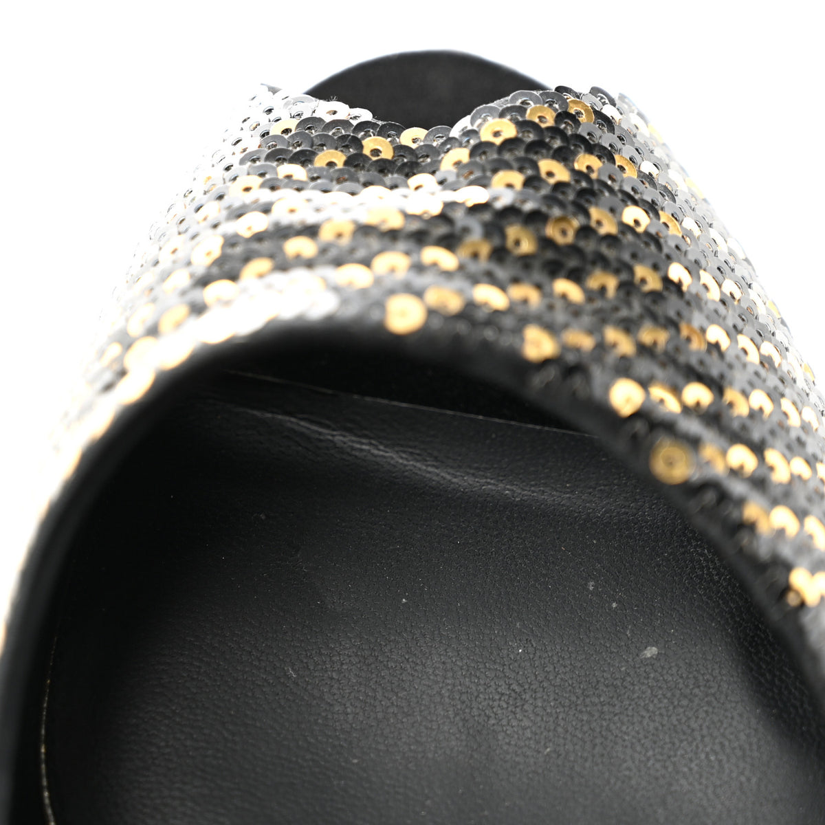 Louis Vuitton Sequin Peep Toe Platform Pumps 39 Black Gold 10 of 11
