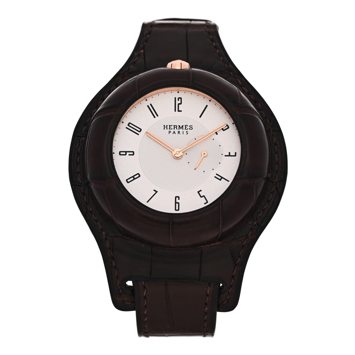 Hermes 18K Rose Gold Alligator 40mm In the Pocket Automatic Watch Havane 1 of 8