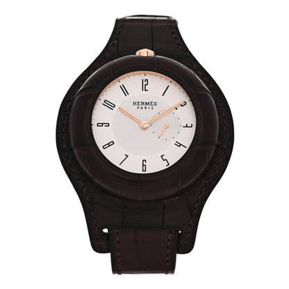 Hermes 18K Rose Gold Alligator 40mm In the Pocket Automatic Watch Havane 1 of 8