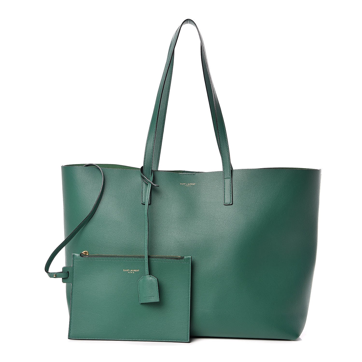 Saint Laurent Calfskin Large Shopping Tote Emerald Green 1 of 10