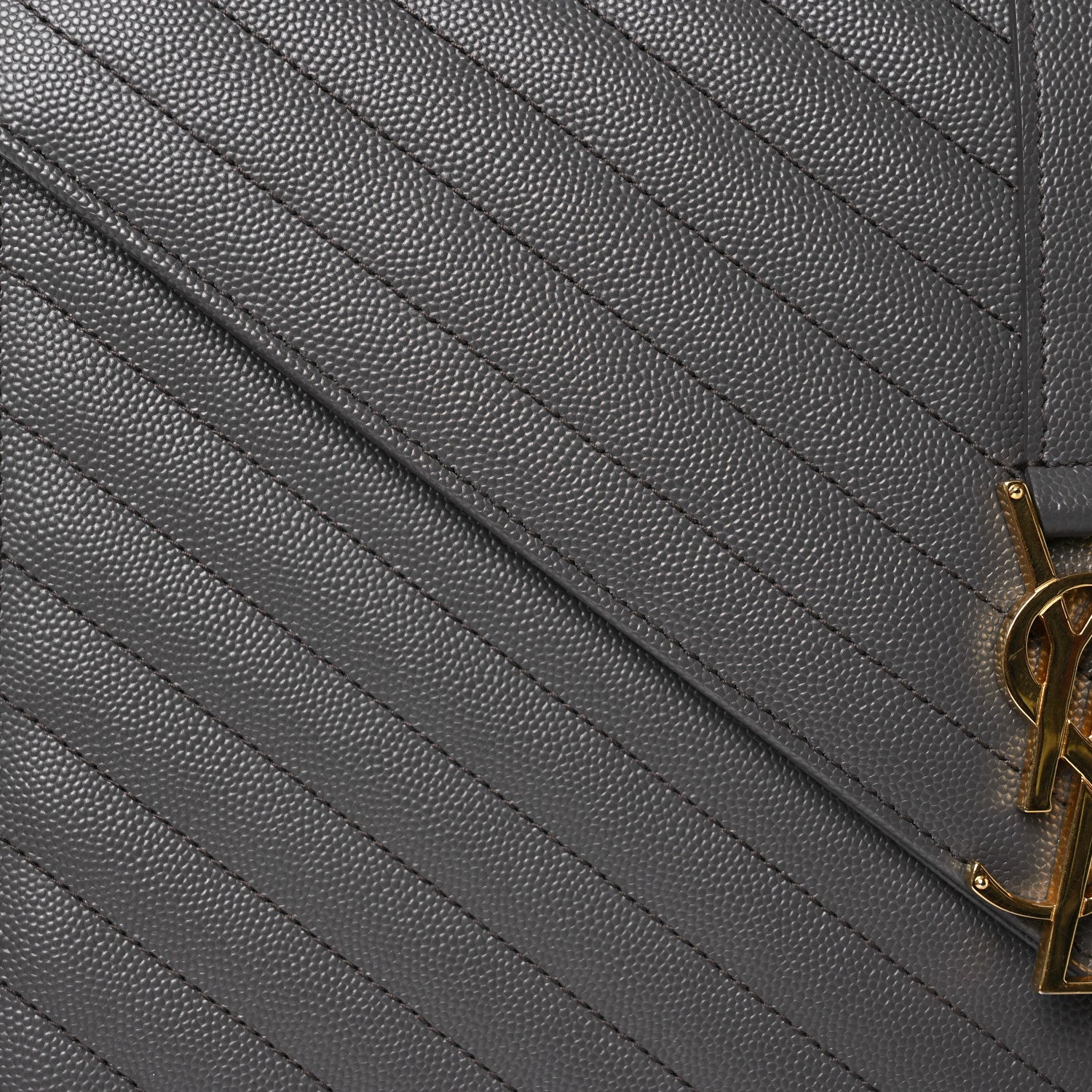 Saint Laurent Grain De Poudre Matelasse Chevron Large Monogram Satchel Earth 8 of 14