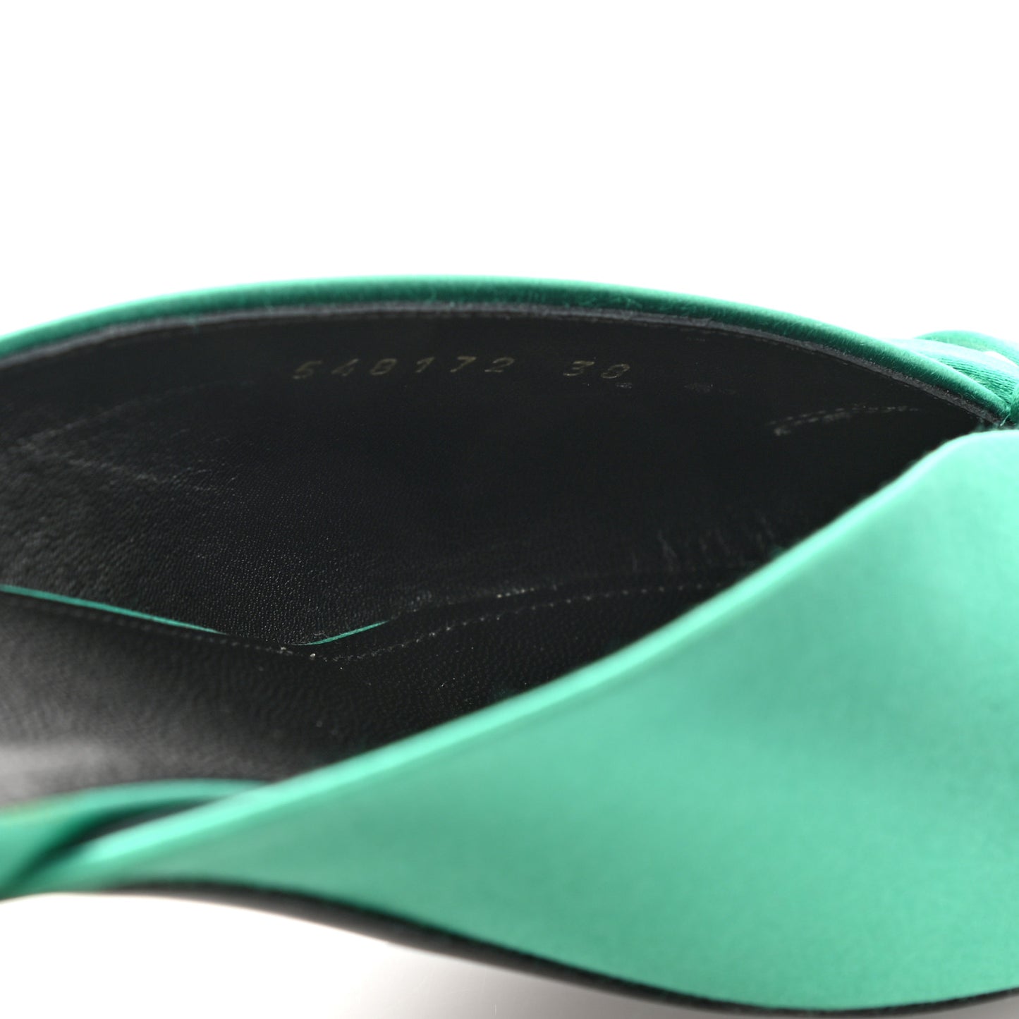Satin Pointed Toe Knife 40mm Mules 38 Vert Emeraude