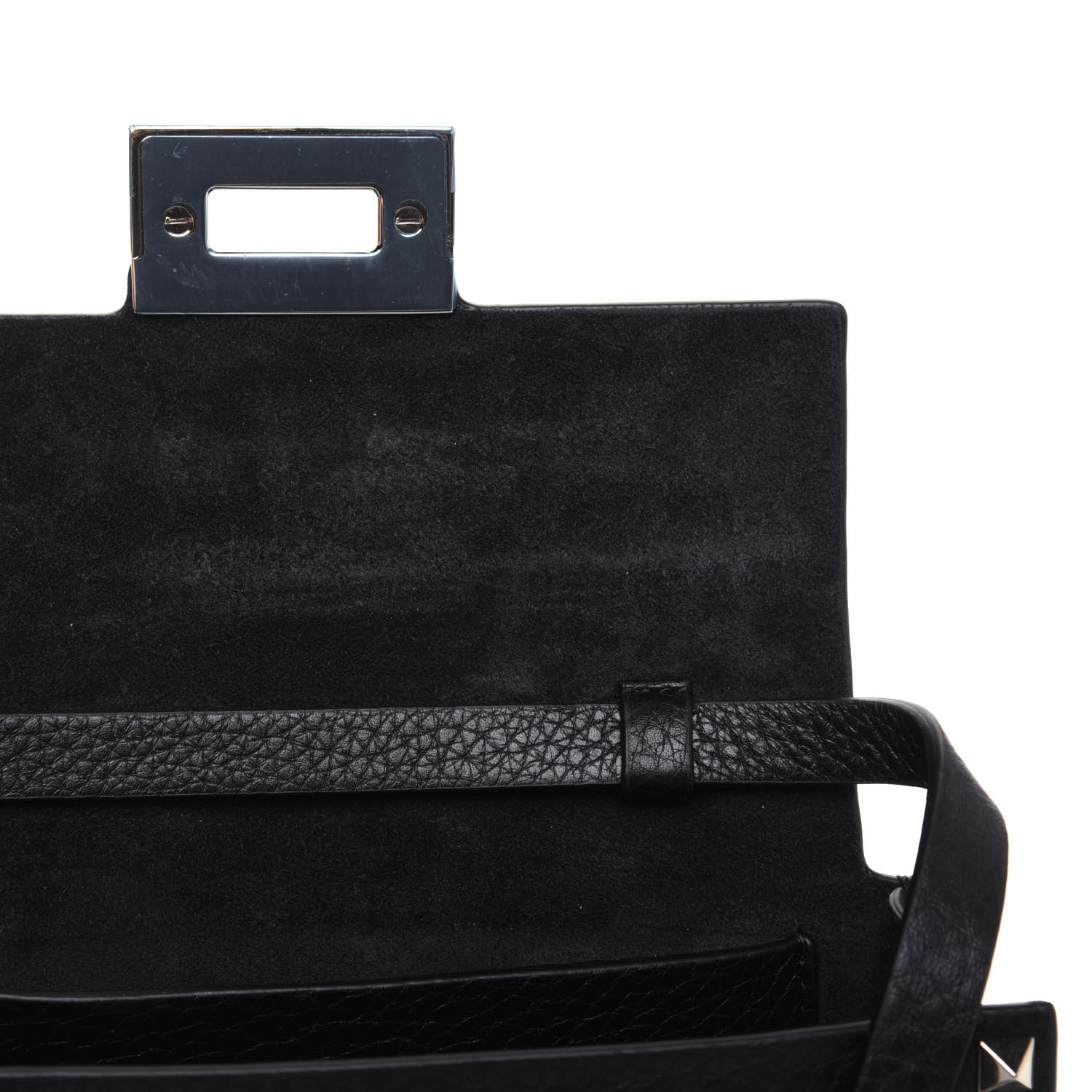 Valentino Garavani Pebbled Calfskin Small Rockstud Overlay Flap Shoulder Bag Black 7 of 11