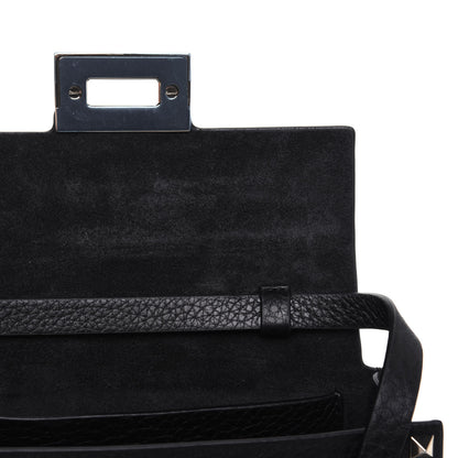 Valentino Garavani Pebbled Calfskin Small Rockstud Overlay Flap Shoulder Bag Black 7 of 11