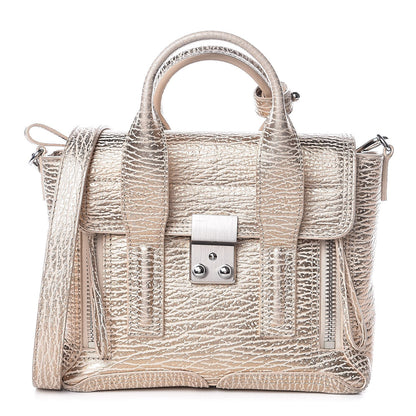 3.1 Phillip Lim 3.1 Textured Calfskin Mini Pashli Satchel Nude Platinum 1 of 9