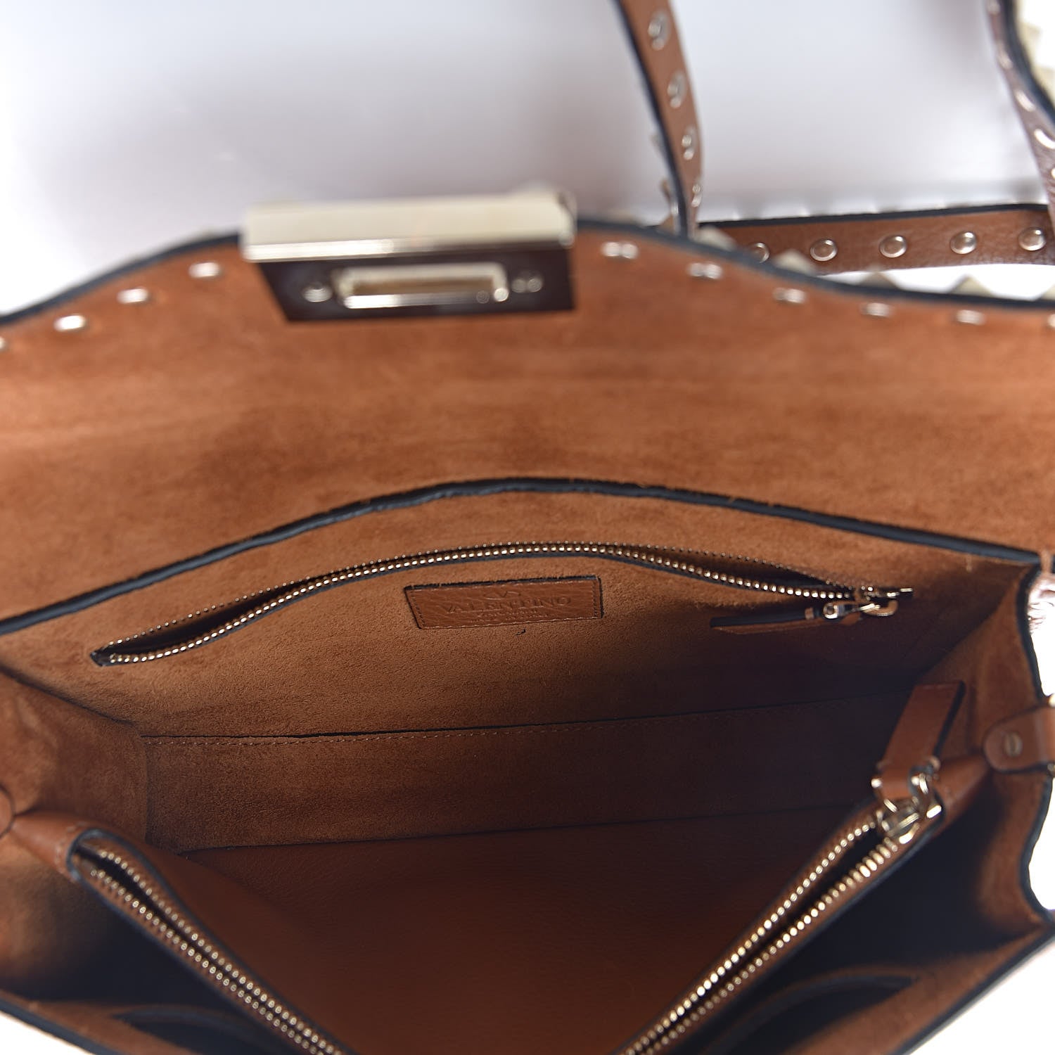 Valentino Garavani Pebbled Calfskin Small Rockstud Single Handle Flap Bag Light Cuir 6 of 10