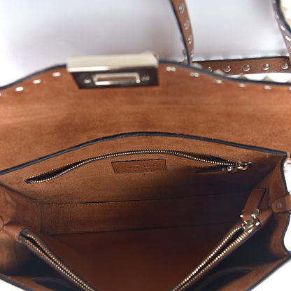 Valentino Garavani Pebbled Calfskin Small Rockstud Single Handle Flap Bag Light Cuir 6 of 10