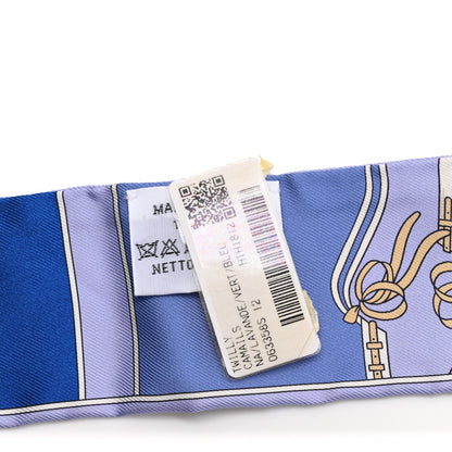 Hermes Silk Camails Twilly Scarf Lavande Vert Bleu 3 of 4