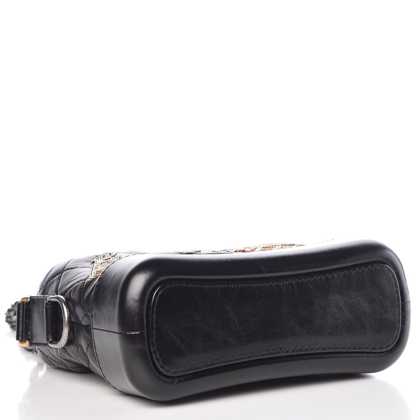 Aged Calfskin Quilted Charms Small Gabrielle Hobo Black