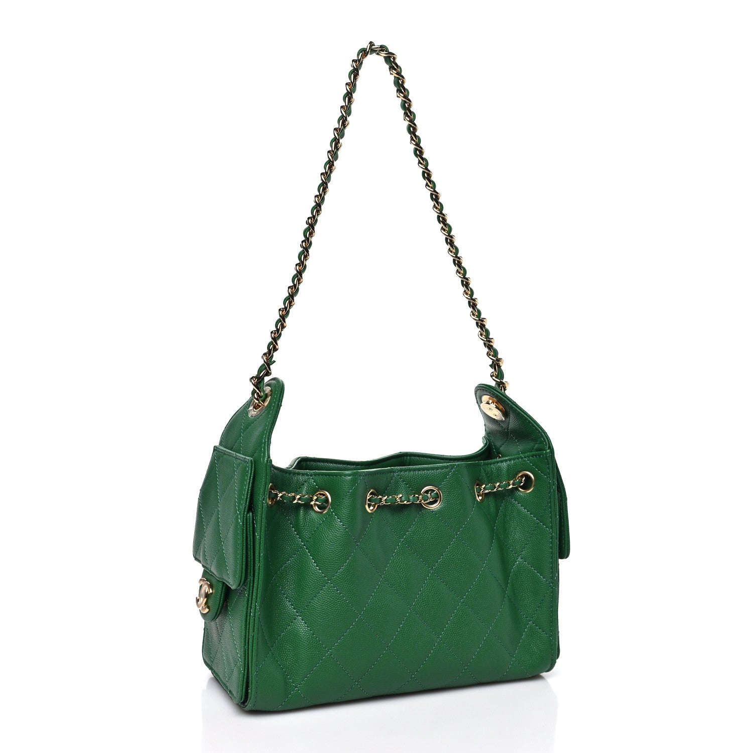 Chanel Caviar Quilted Mini Chanel 25 Handbag Green 3 of 11