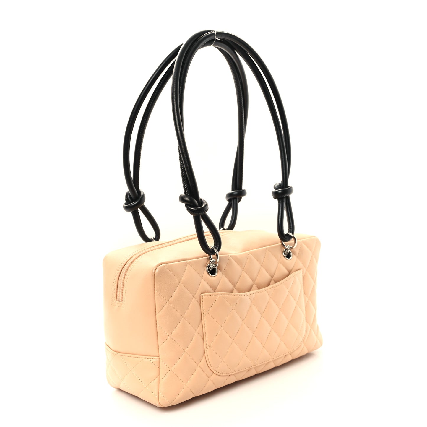 Calfskin Quilted Large Cambon Bowler Beige Black