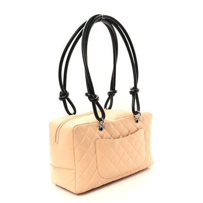 Chanel Calfskin Quilted Large Cambon Bowler Beige Black 3 of 11