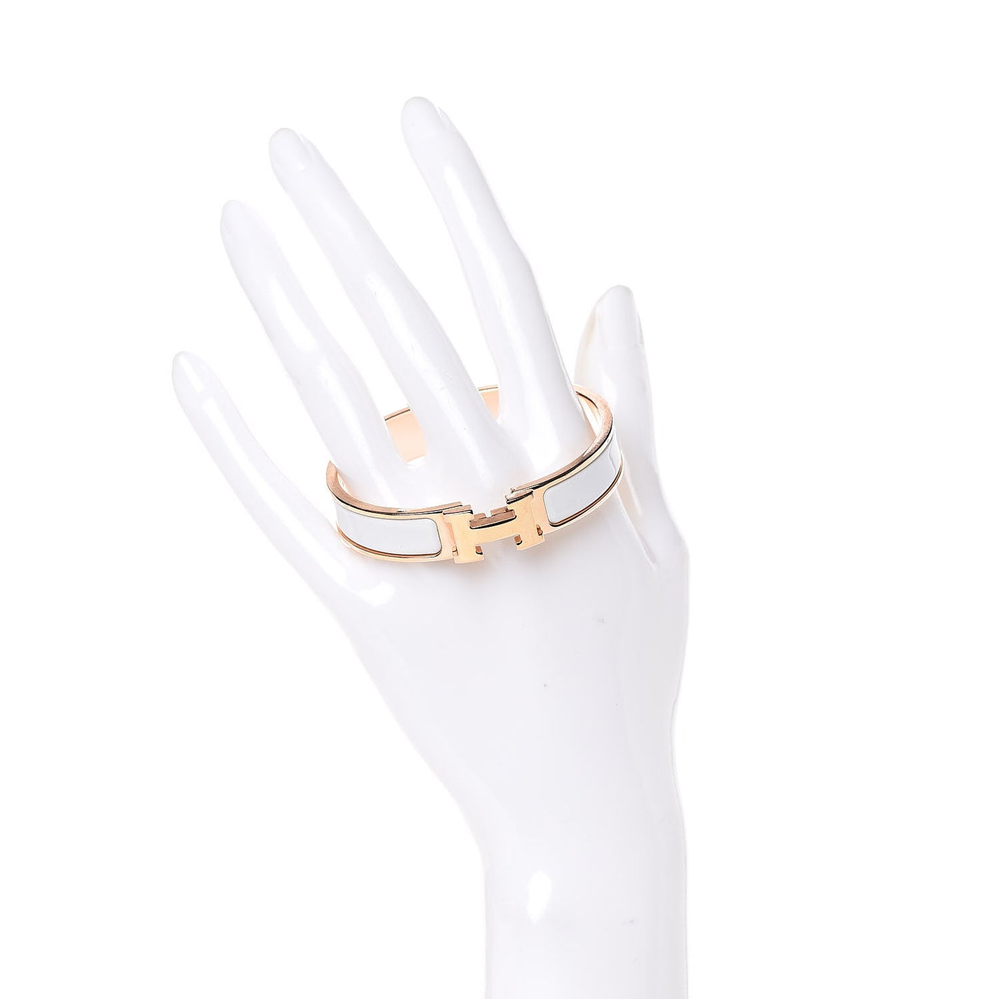 Enamel Narrow Clic Clac H Bracelet PM White