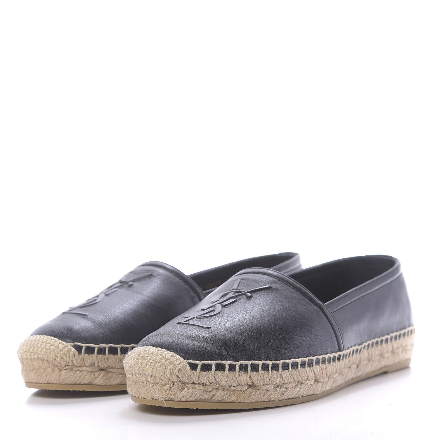 Saint Laurent Lambskin Monogram Espadrilles 36.5 Black 3 of 11