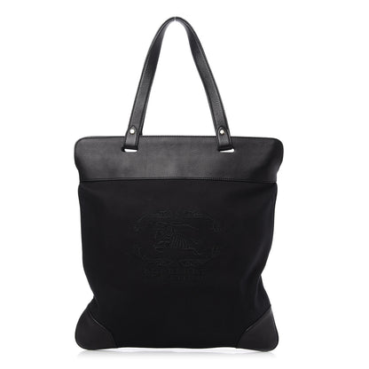 Burberry Canvas Calfskin Crest Embossed Flat Tote Black 1 of 9