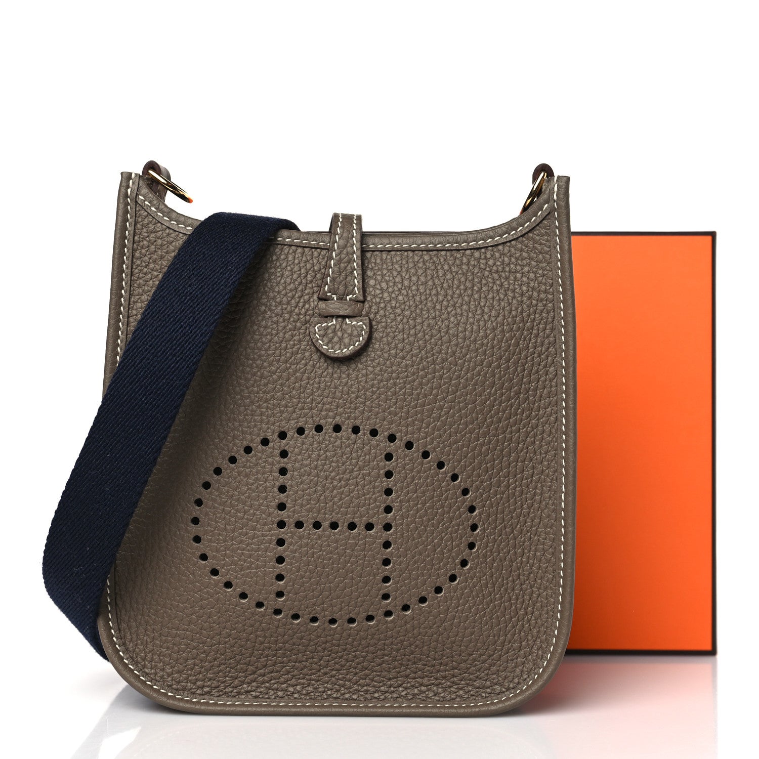 Hermes Taurillon Clemence Amazone Evelyne TPM Etoupe Bleu Indigo 11 of 11