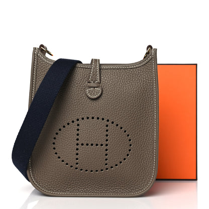 Hermes Taurillon Clemence Amazone Evelyne TPM Etoupe Bleu Indigo 11 of 11
