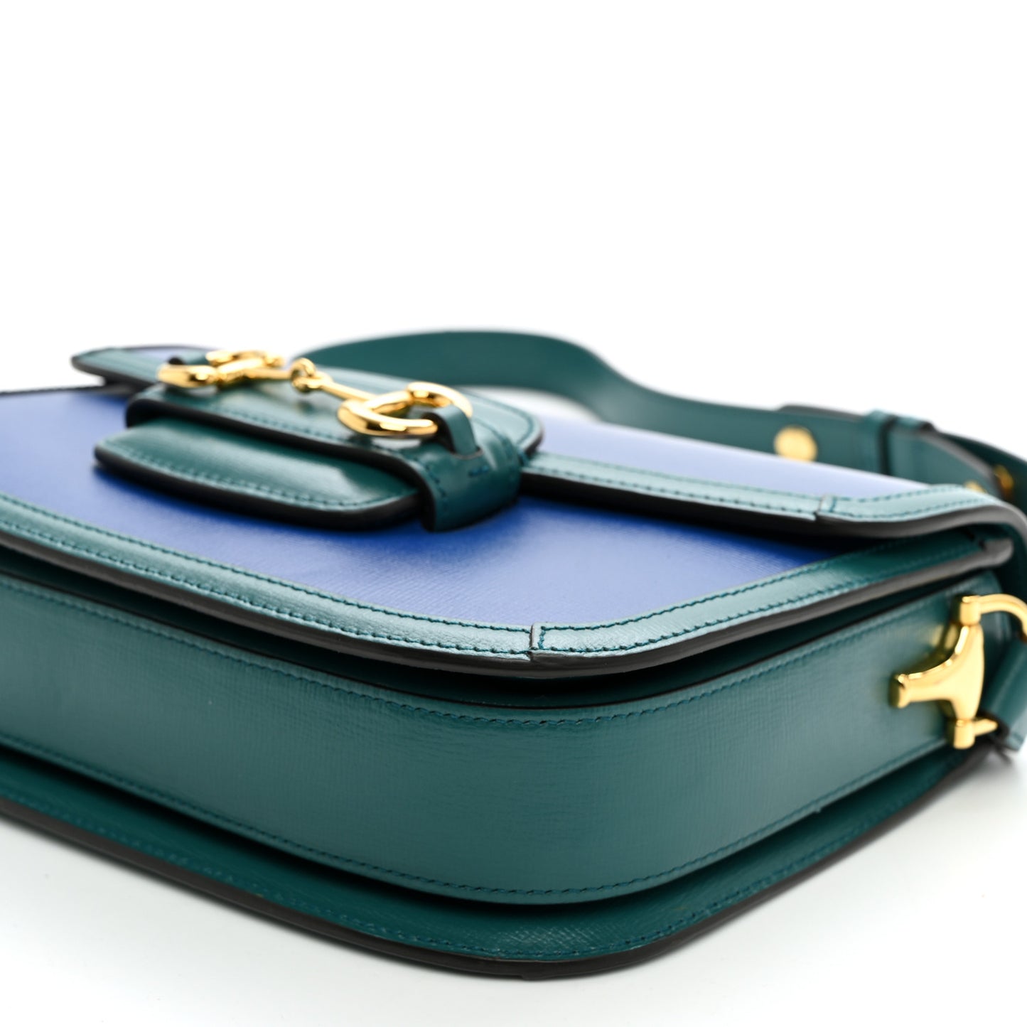 Azalea Calfskin Horsebit 1955 Shoulder Bag Imperial Blue Pavone