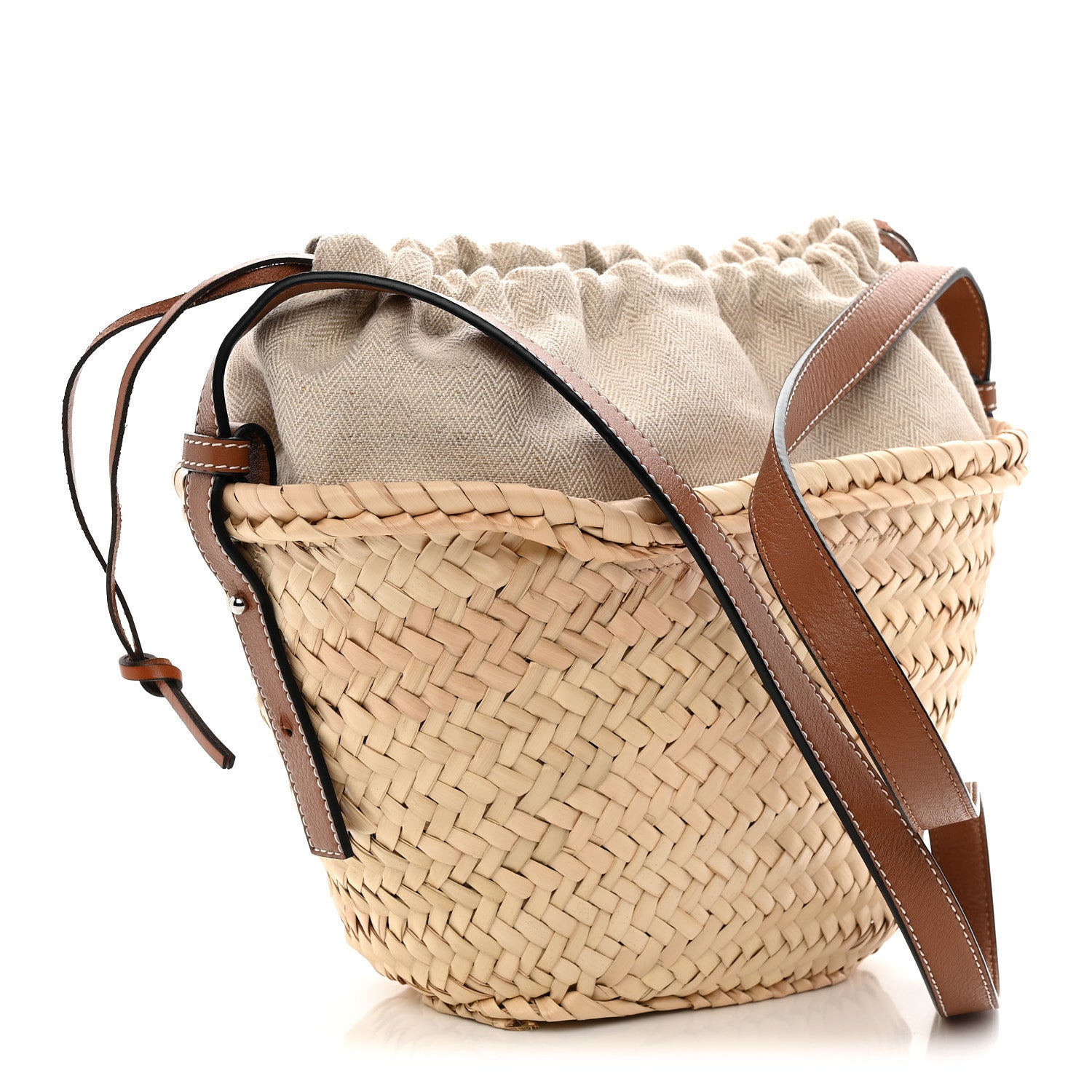 Loewe Raffia Drawstring Basket Tote Bag Natural Tan 3 of 9
