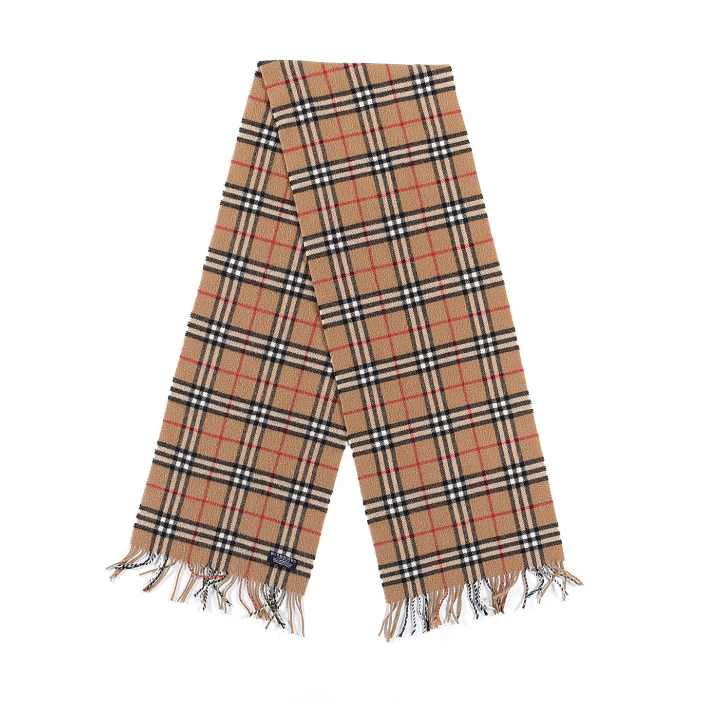 Lambswool Check Fringe Scarf Camel