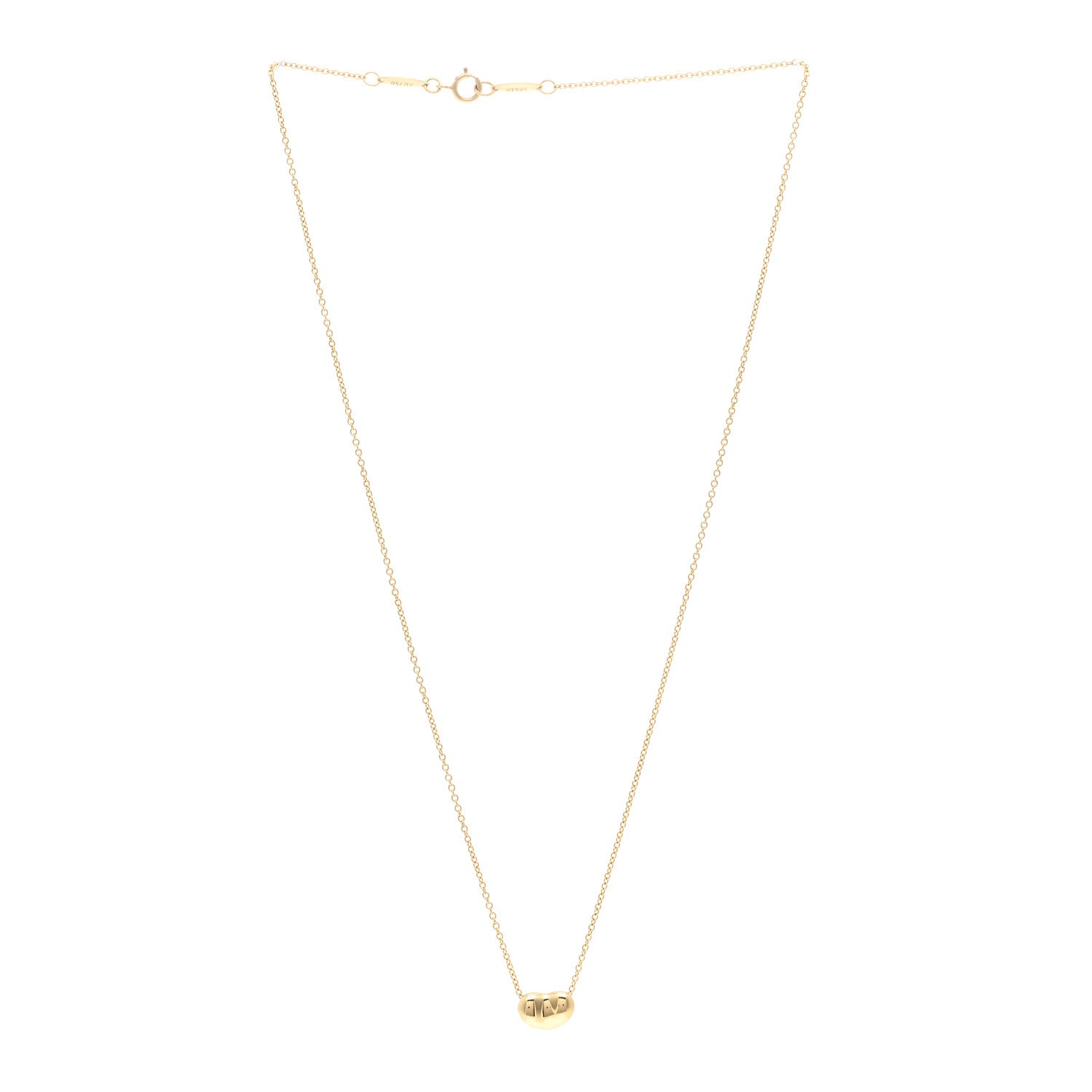 Tiffany 18K Yellow Gold 9mm Elsa Peretti Bean Pendant Necklace 3 of 5