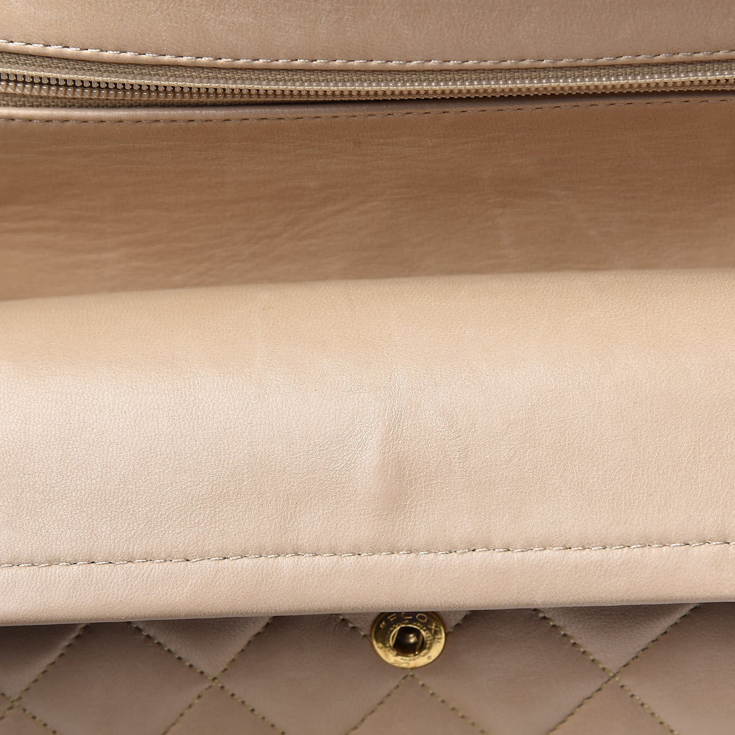Lambskin Quilted Small Double Flap Beige