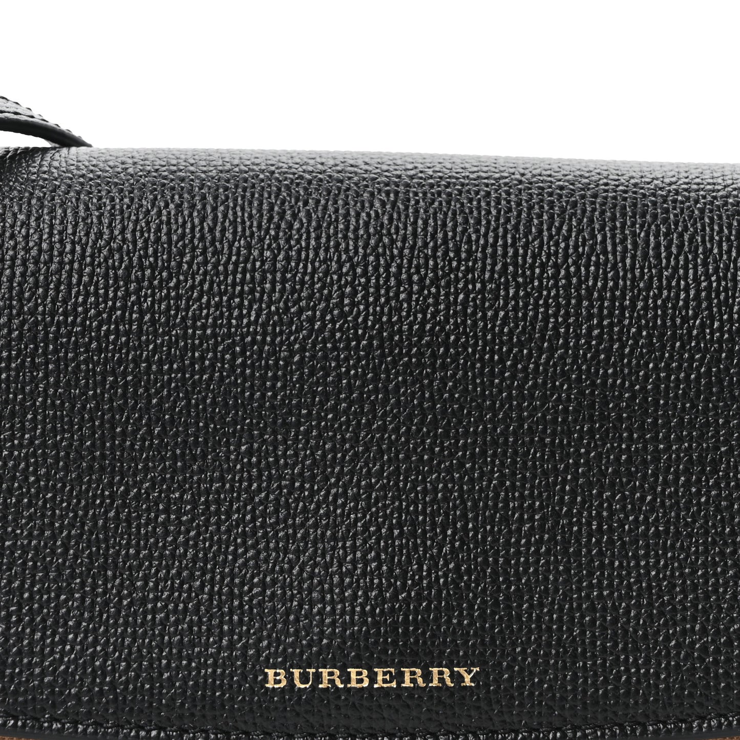 Grainy Calfskin House Check Henley Wallet On Chain Black