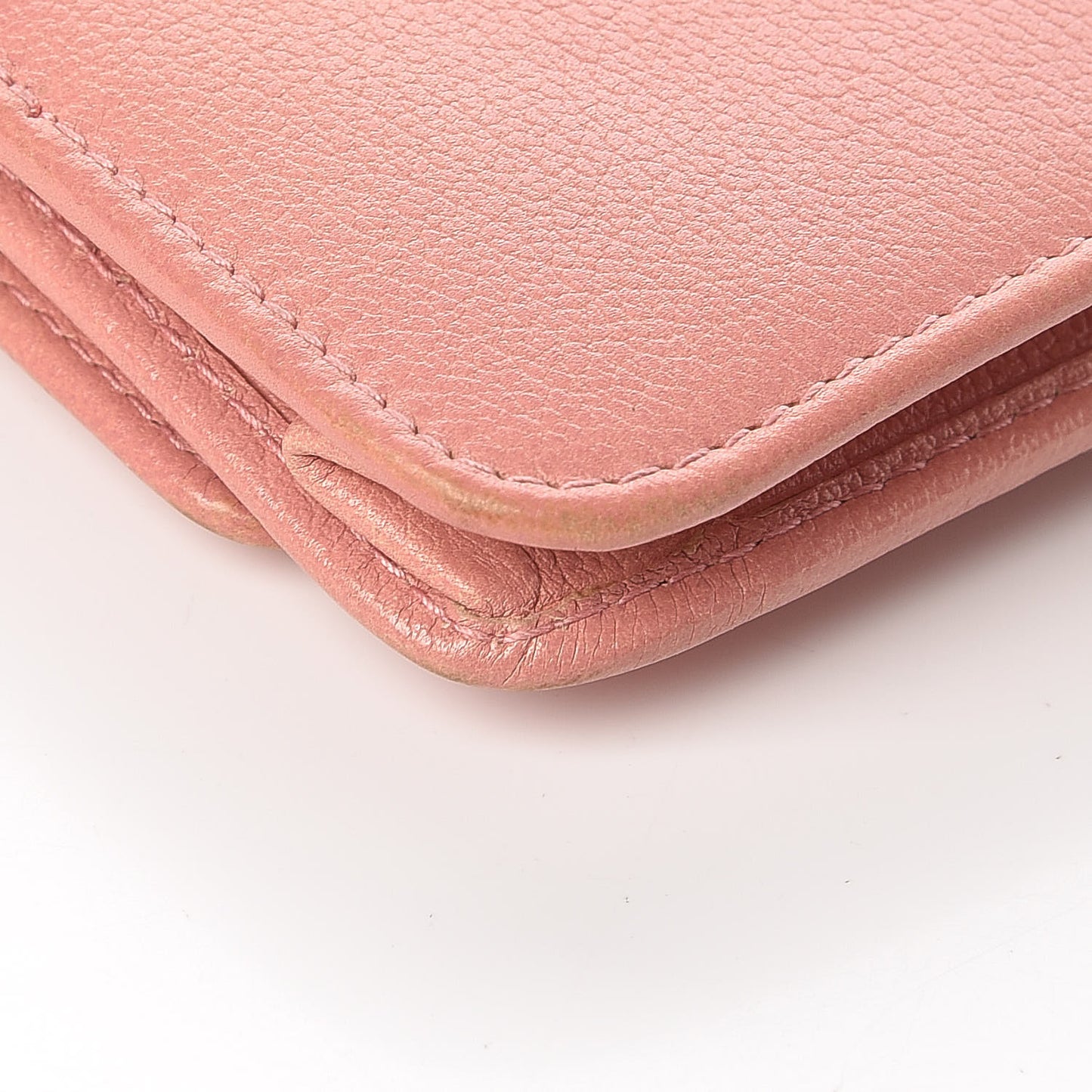 Goatskin Embossed Camellia Wallet On Chain WOC Light Pink