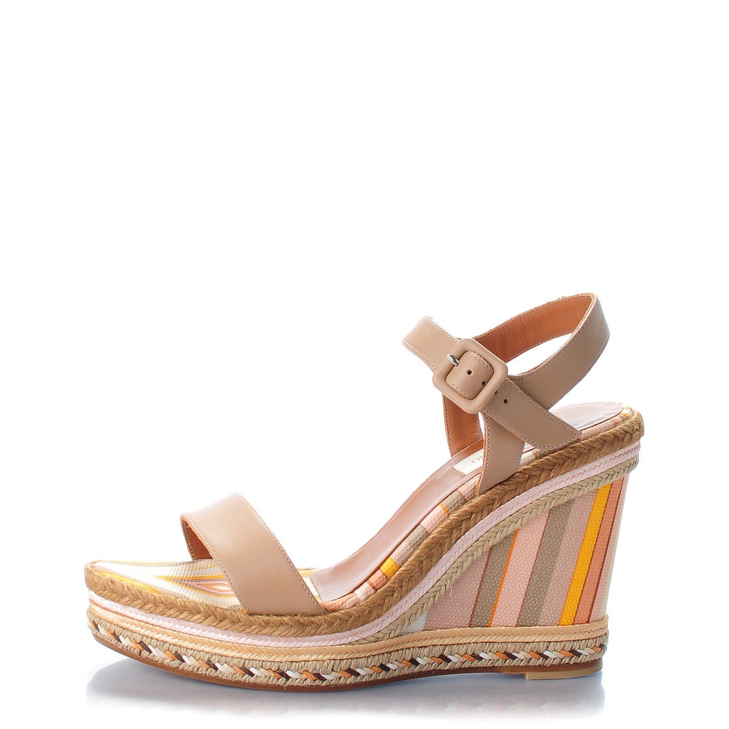 Canvas Calfskin Native Couture 1975 Espadrille Wedge Sandals 39 Alpaca Multicolor