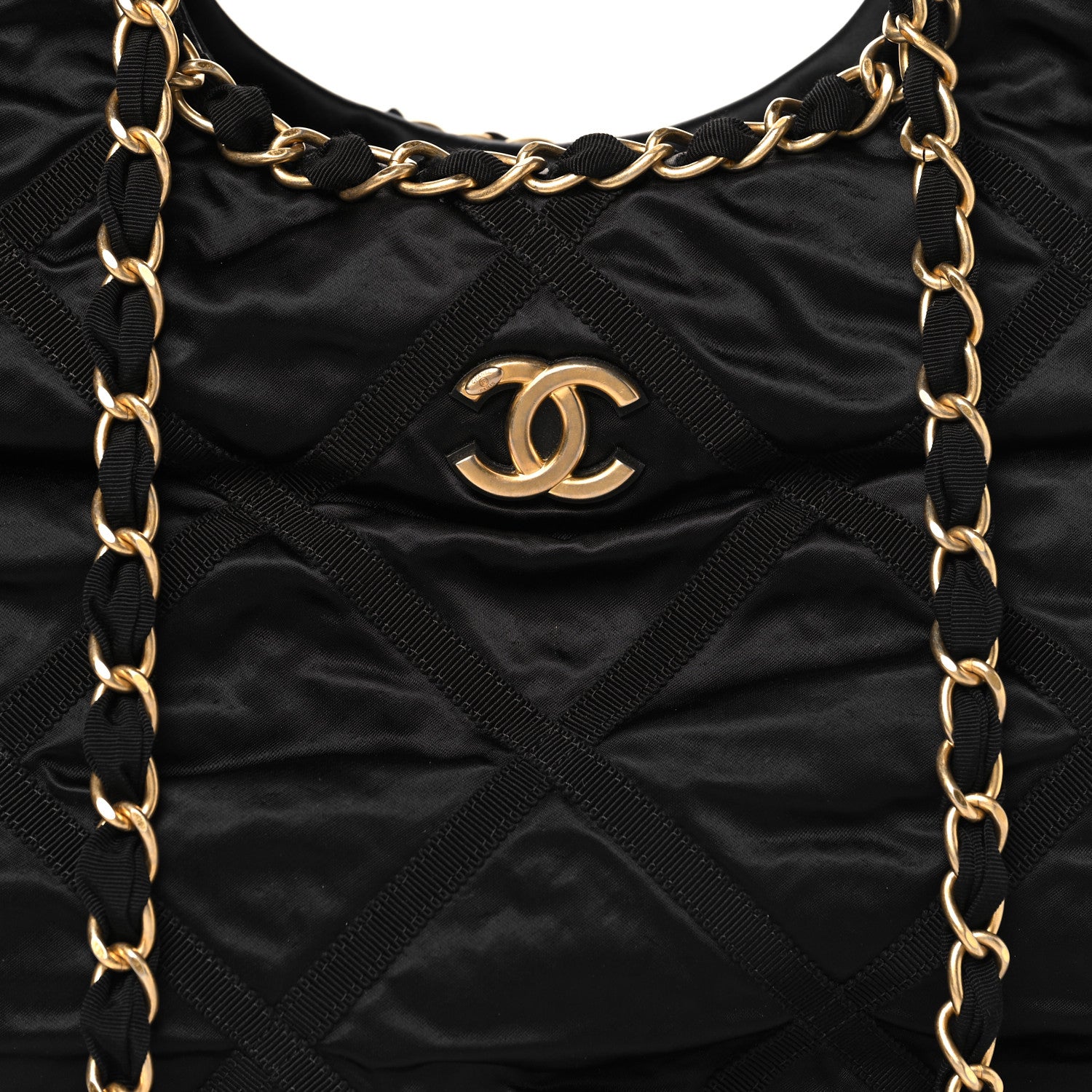 Chanel Nylon Grosgrain Quilted Lifestyle Shopping Tote Black 9 of 11