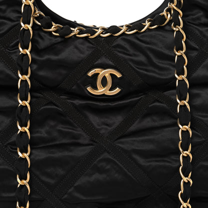 Chanel Nylon Grosgrain Quilted Lifestyle Shopping Tote Black 9 of 11