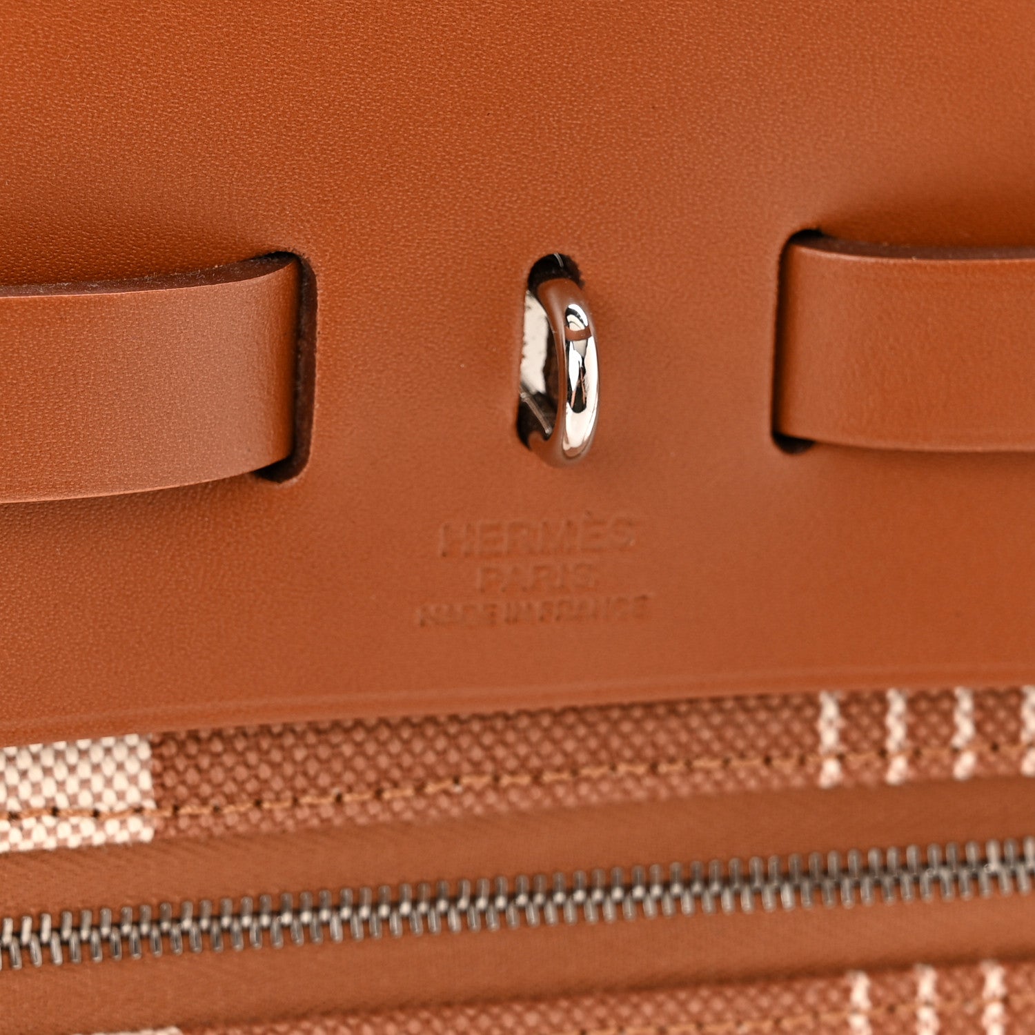 Hermes Vache Hunter Toile H Vibration Herbag Zip Retourne 31 PM Fauve Ecru Beige 9 of 12