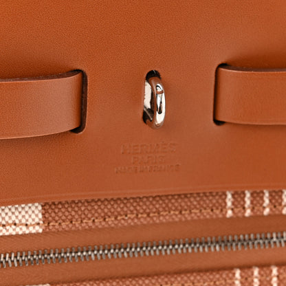 Hermes Vache Hunter Toile H Vibration Herbag Zip Retourne 31 PM Fauve Ecru Beige 9 of 12