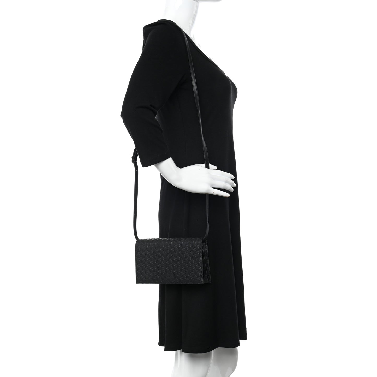 Microguccissima Crossbody Wallet Black