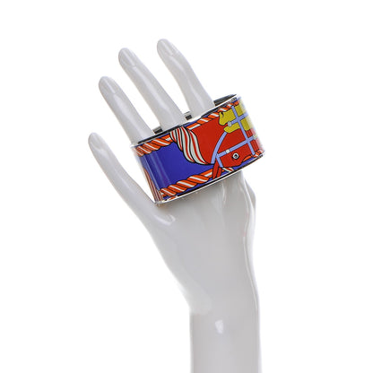 Hermes Enamel Printed Quadrige Extra Wide Bracelet 70 2 of 5