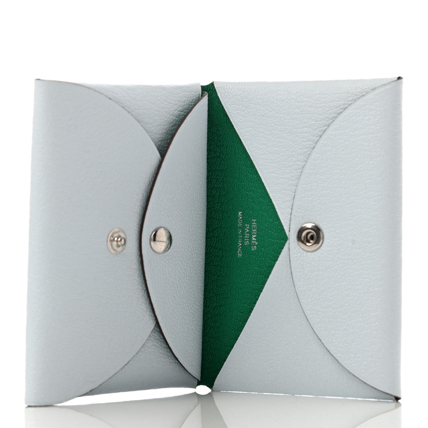 Hermes Chevre Mysore Verso Calvi Duo Card Case Bleu Brume Menthe 5 of 7