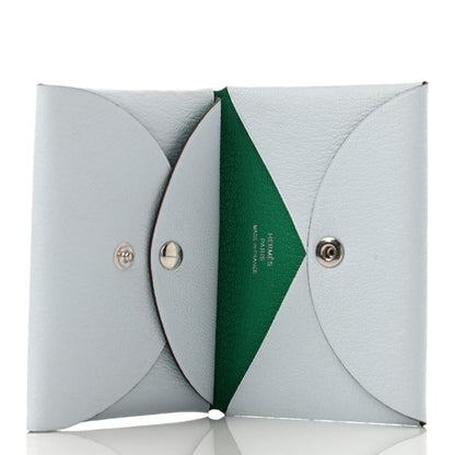 Hermes Chevre Mysore Verso Calvi Duo Card Case Bleu Brume Menthe 5 of 7