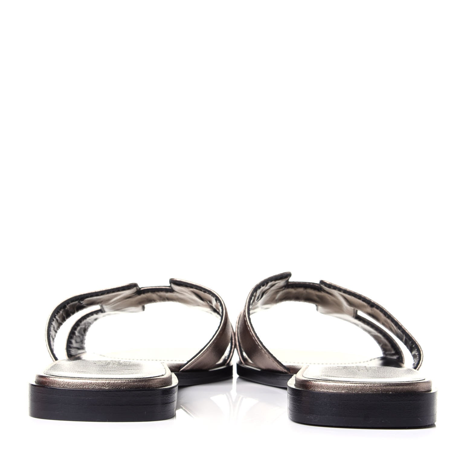 Hermes Metallic Calfskin Oran Sandals 35.5 Mordore 6 of 9