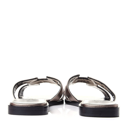Hermes Metallic Calfskin Oran Sandals 35.5 Mordore 6 of 9