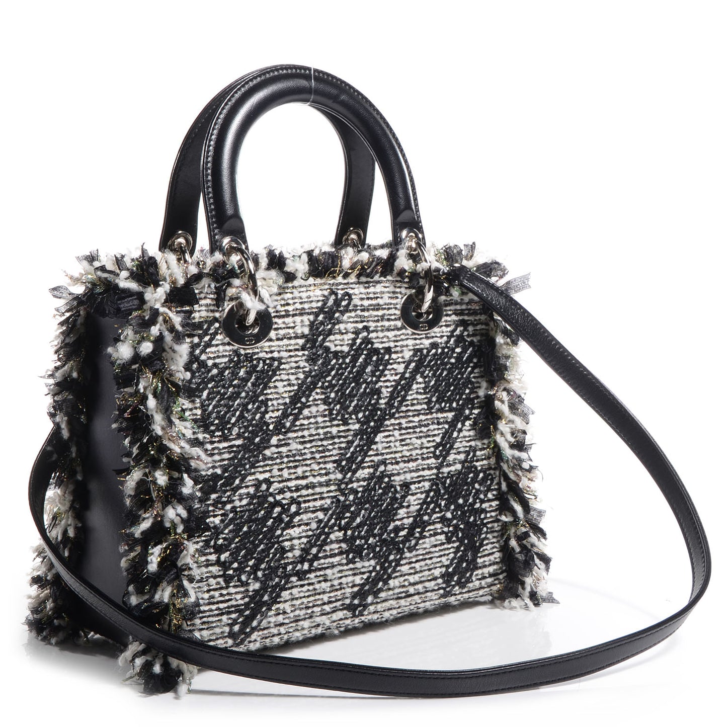 Tweed Medium Lady Dior Black White
