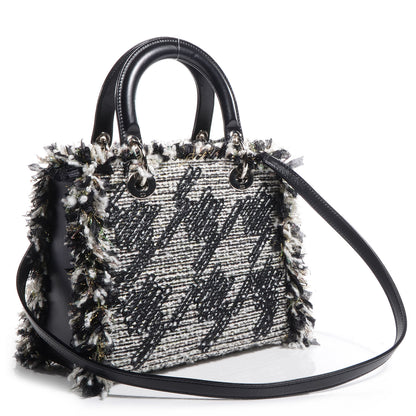Christian Dior Tweed Medium Lady Dior Black White 3 of 7